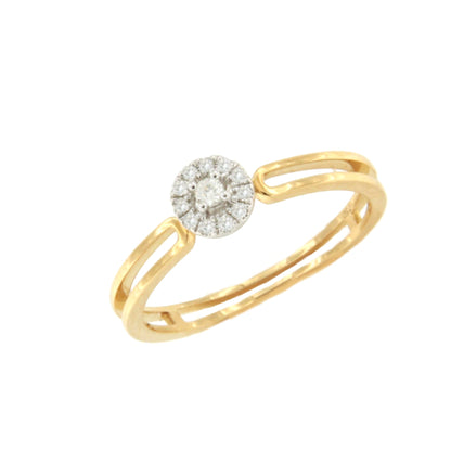 Anillo IMBU doble brazo centro con diamantes en oro amarillo de 18 ktes
