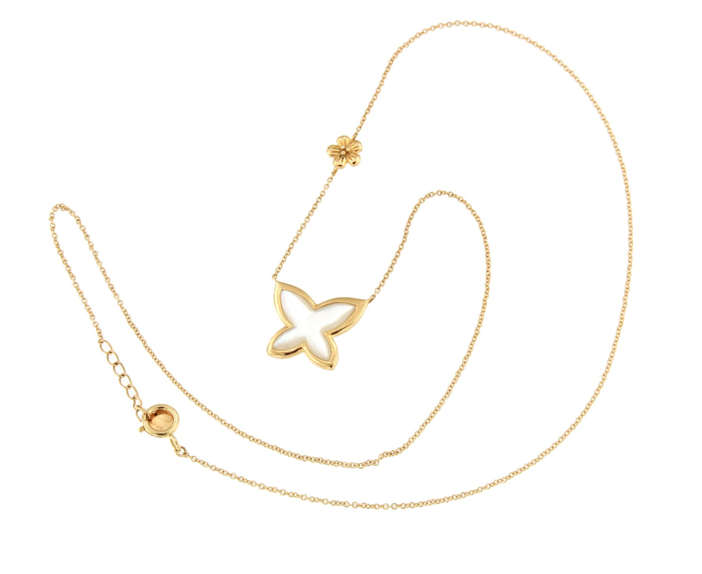 Gargantilla BACUPARI colgante mariposa con nacar en oro amarillo