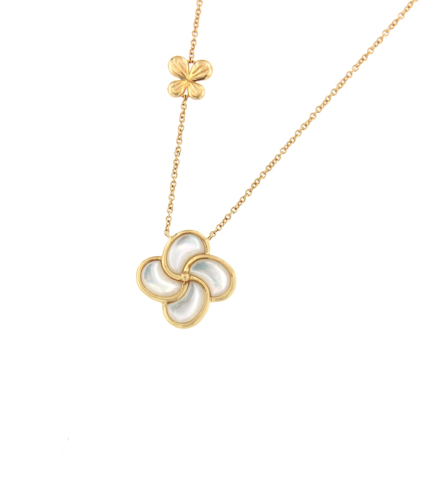 LUCERNA choker, flower pendant with mother-of-pearl in 18k yellow gold