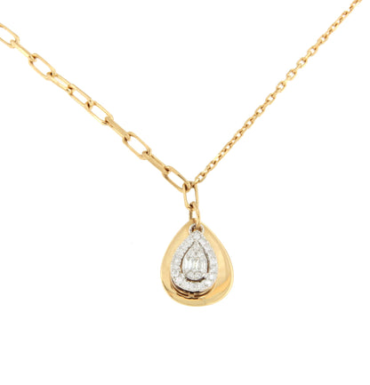 Gargantilla TAMARIN colgante roseta en pera brillante oro amarillo 18 ktes