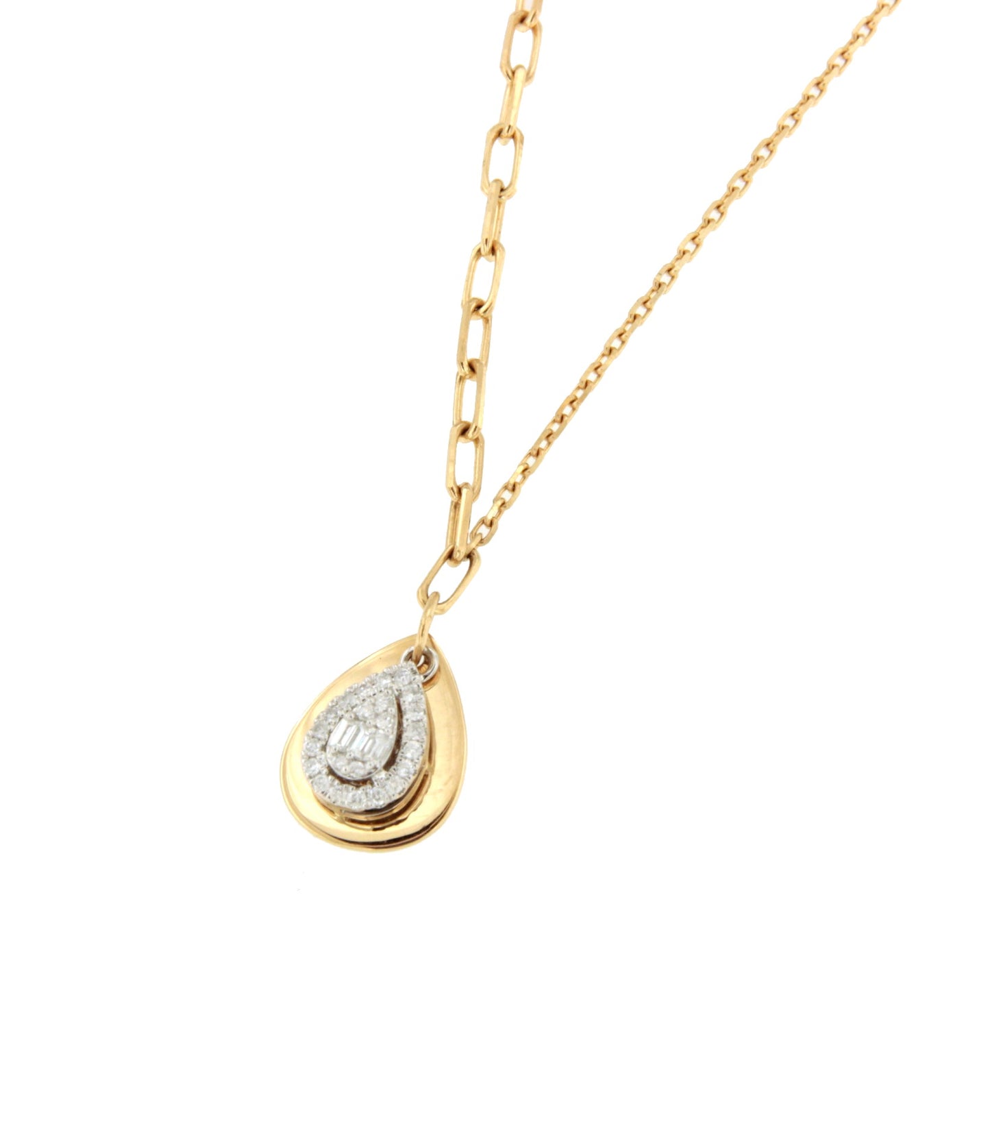 Gargantilla TAMARIN colgante roseta en pera brillante oro amarillo 18 ktes