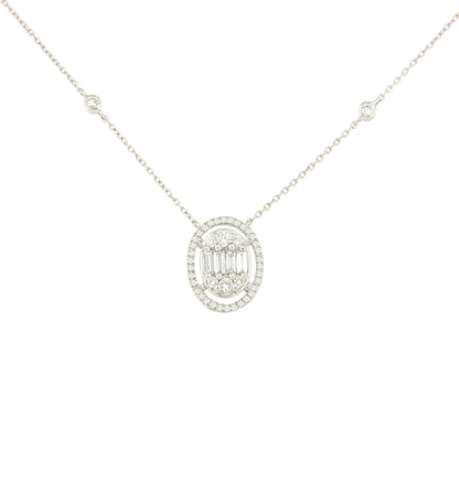 BONO choker pendant oval shape 18k white gold and diamonds