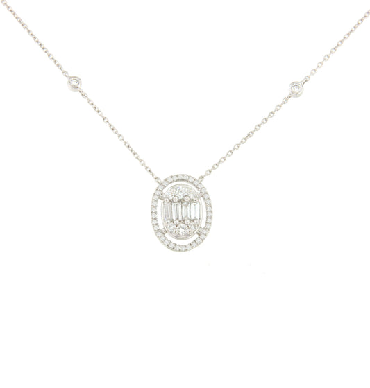 BONO choker pendant oval shape 18k white gold and diamonds