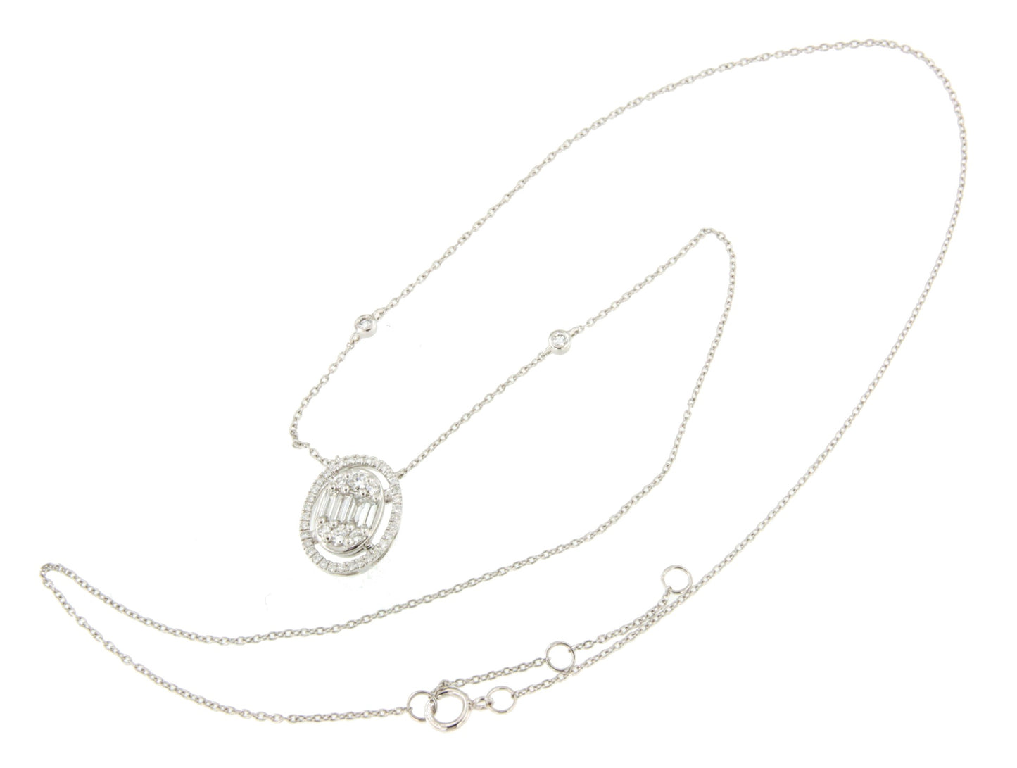 BONO choker pendant oval shape 18k white gold and diamonds