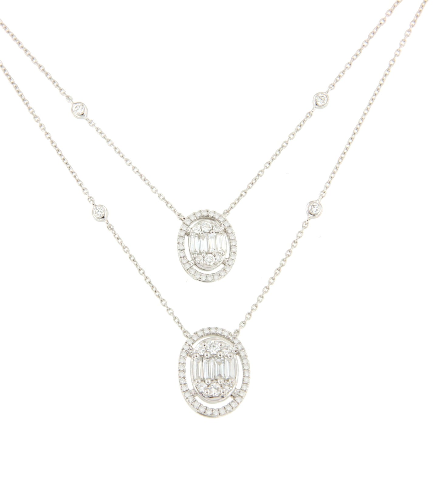 BONO choker pendant oval shape 18k white gold and diamonds