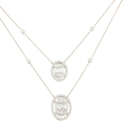 BONO choker pendant oval shape 18k white gold and diamonds