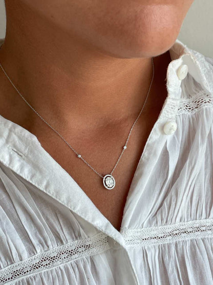 BONO choker pendant oval shape 18k white gold and diamonds