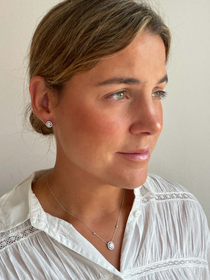 BONO choker pendant oval shape 18k white gold and diamonds