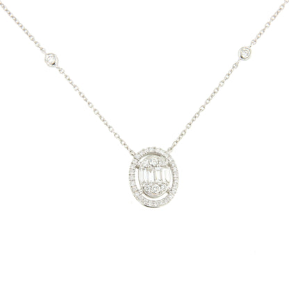 BONO choker pendant oval shape 18k white gold and diamonds
