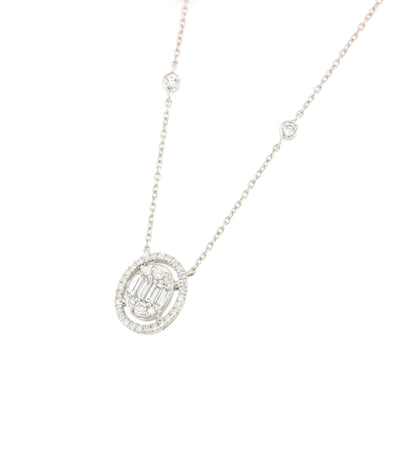 BONO choker pendant oval shape 18k white gold and diamonds