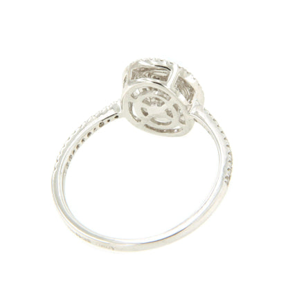 Anillo OLIENA oval en oro blanco 18 ktes con brillantes y baguettes.