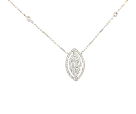 Gargantilla PAARL colgante forma marquis oro blanco 18 ktes y brillantes