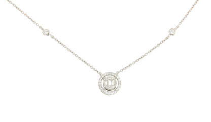 OULU choker with baguette and diamond pendants in 18k white gold