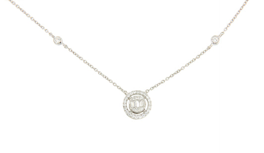 OULU choker with baguette and diamond pendants in 18k white gold