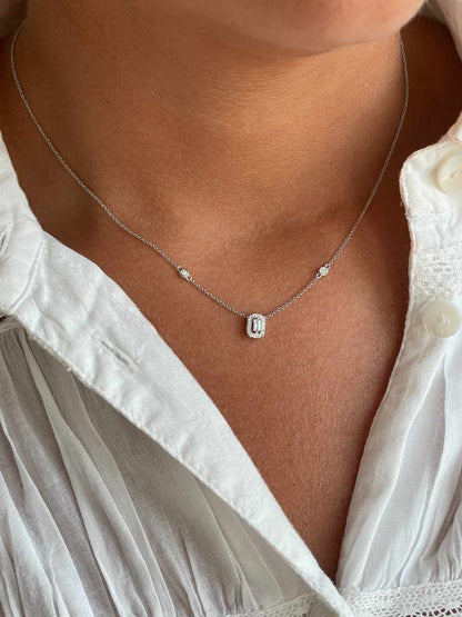 HARROW choker pendant rosette baguettes 18k white gold and diamonds