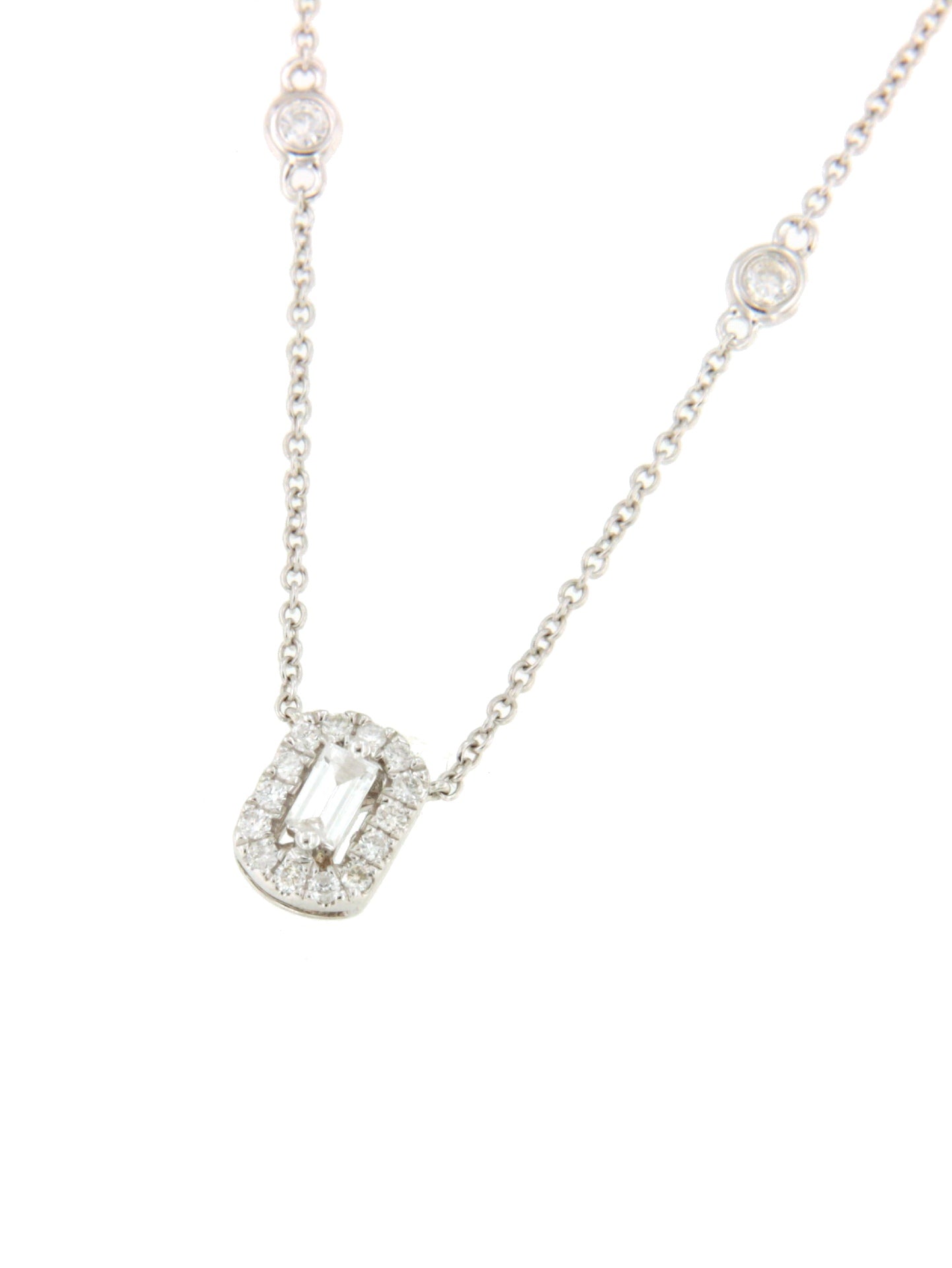 HARROW choker pendant rosette baguettes 18k white gold and diamonds