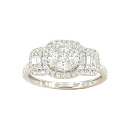 Anillo GEORGES en oro blanco 18 ktes con brillantes, princesa, maquis y baguettes.