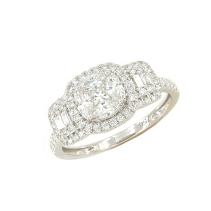 Anillo GEORGES en oro blanco 18 ktes con brillantes, princesa, maquis y baguettes.