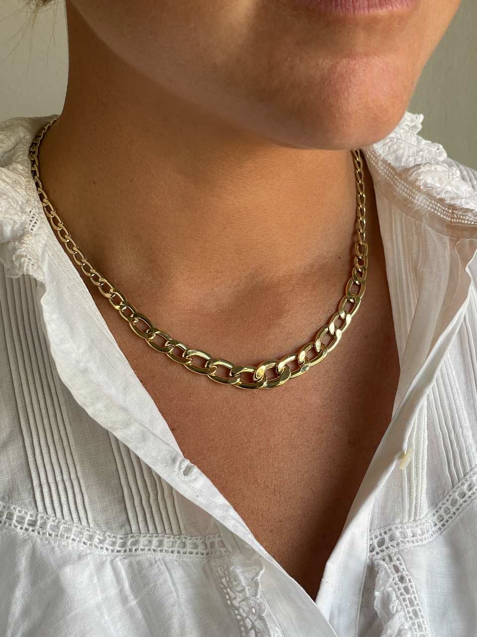 KINDU gargantilla eslabones en disminución barbada oro amarillo 18 ktes