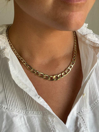 KINDU gargantilla eslabones en disminución barbada oro amarillo 18 ktes