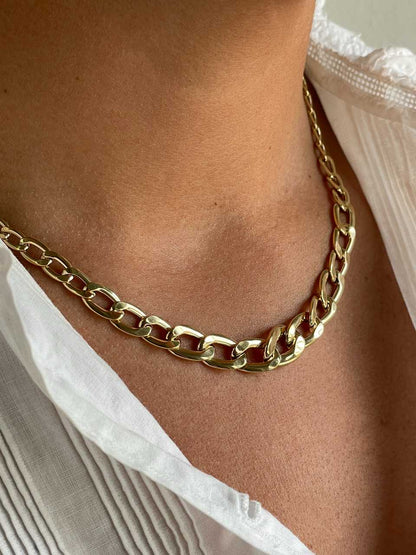 KINDU gargantilla eslabones en disminución barbada oro amarillo 18 ktes