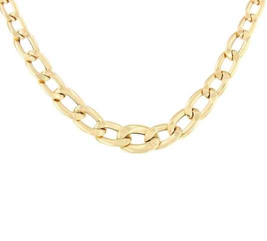 DINA choker with diminishing links and curb chain in 18k yellow gold
