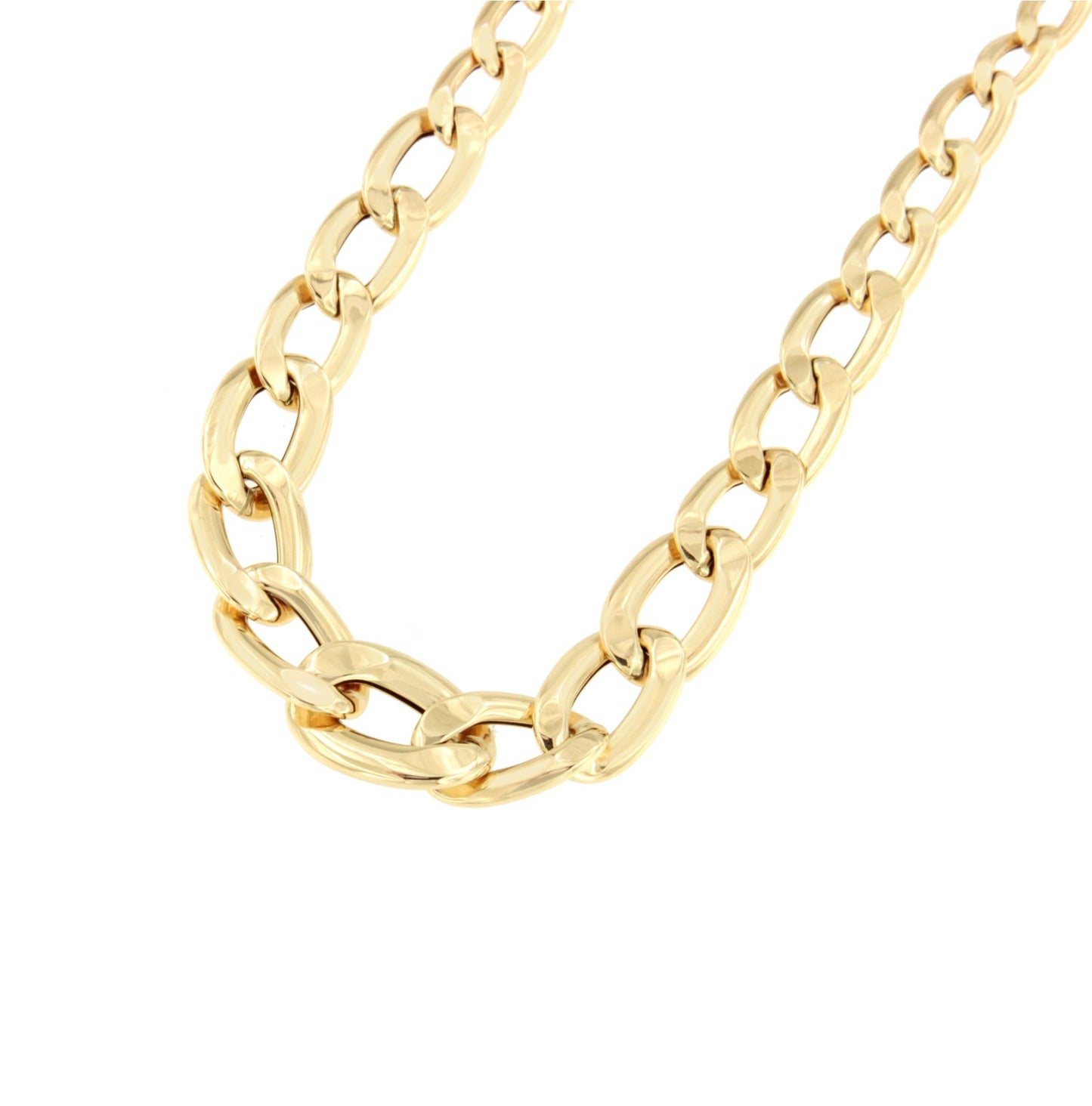 DINA choker with diminishing links and curb chain in 18k yellow gold
