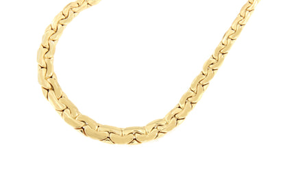 DINA choker with diminishing links and curb chain in 18k yellow gold