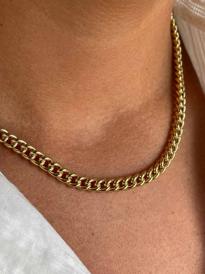 MERCURY curb choker, 2 sizes, 18k gold links