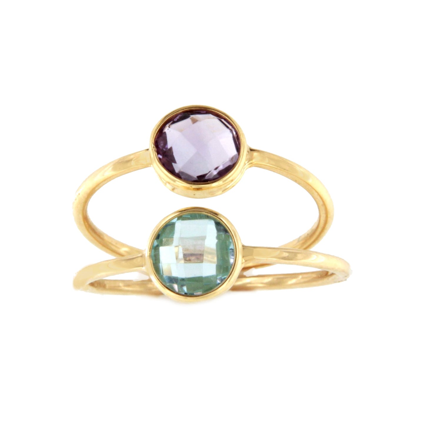 Anillo KANSAS amatista o topacio azul en oro amarillo de 18 kilates.