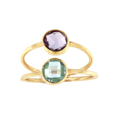 Anillo KANSAS amatista o topacio azul en oro amarillo de 18 kilates.