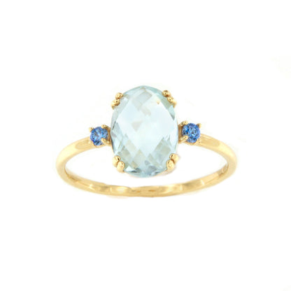 Anillo QUITO amatista o topacio azul en oro amarillo de 18 kilates