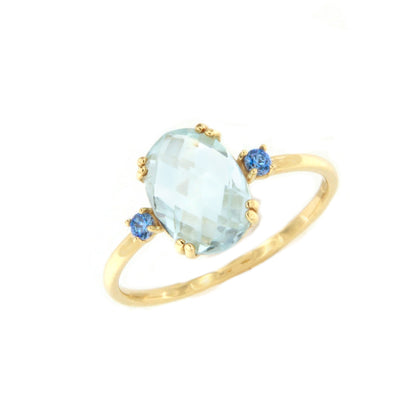 Anillo QUITO amatista o topacio azul en oro amarillo de 18 kilates