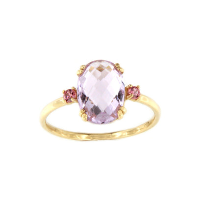 Anillo QUITO amatista o topacio azul en oro amarillo de 18 kilates