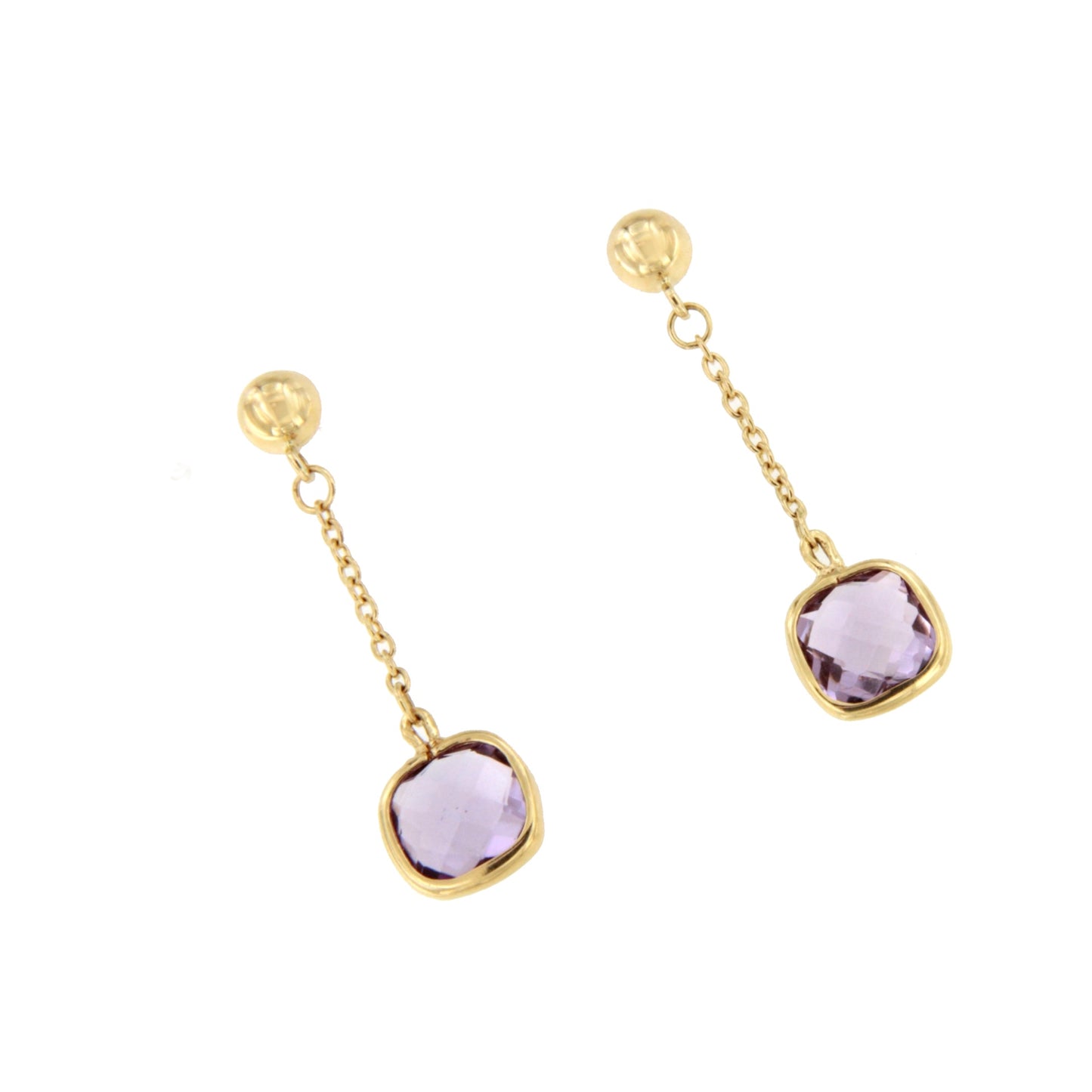 Pendiente MONTANA cadenita en oro amarillo de 18 ktes con amatista.