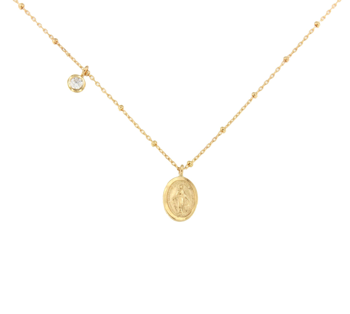 Gargantilla OREGON medalla Milagrosa con circonita en oro amarillo 18 ktes