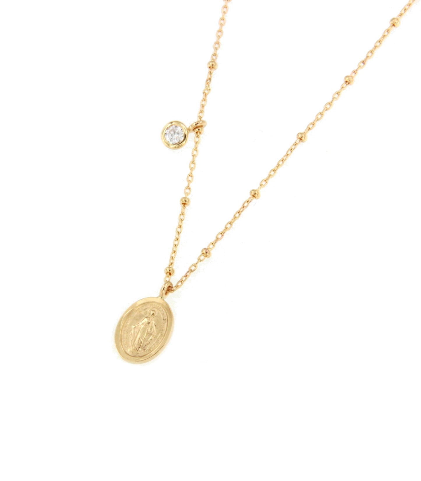 Gargantilla OREGON medalla Milagrosa con circonita en oro amarillo 18 ktes