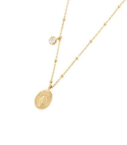 Gargantilla OREGON medalla Milagrosa con circonita en oro amarillo 18 ktes
