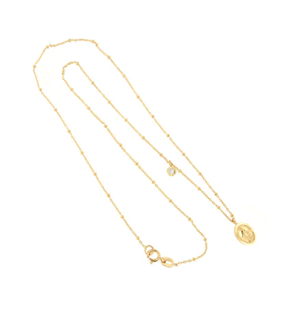 Gargantilla OREGON medalla Milagrosa con circonita en oro amarillo 18 ktes