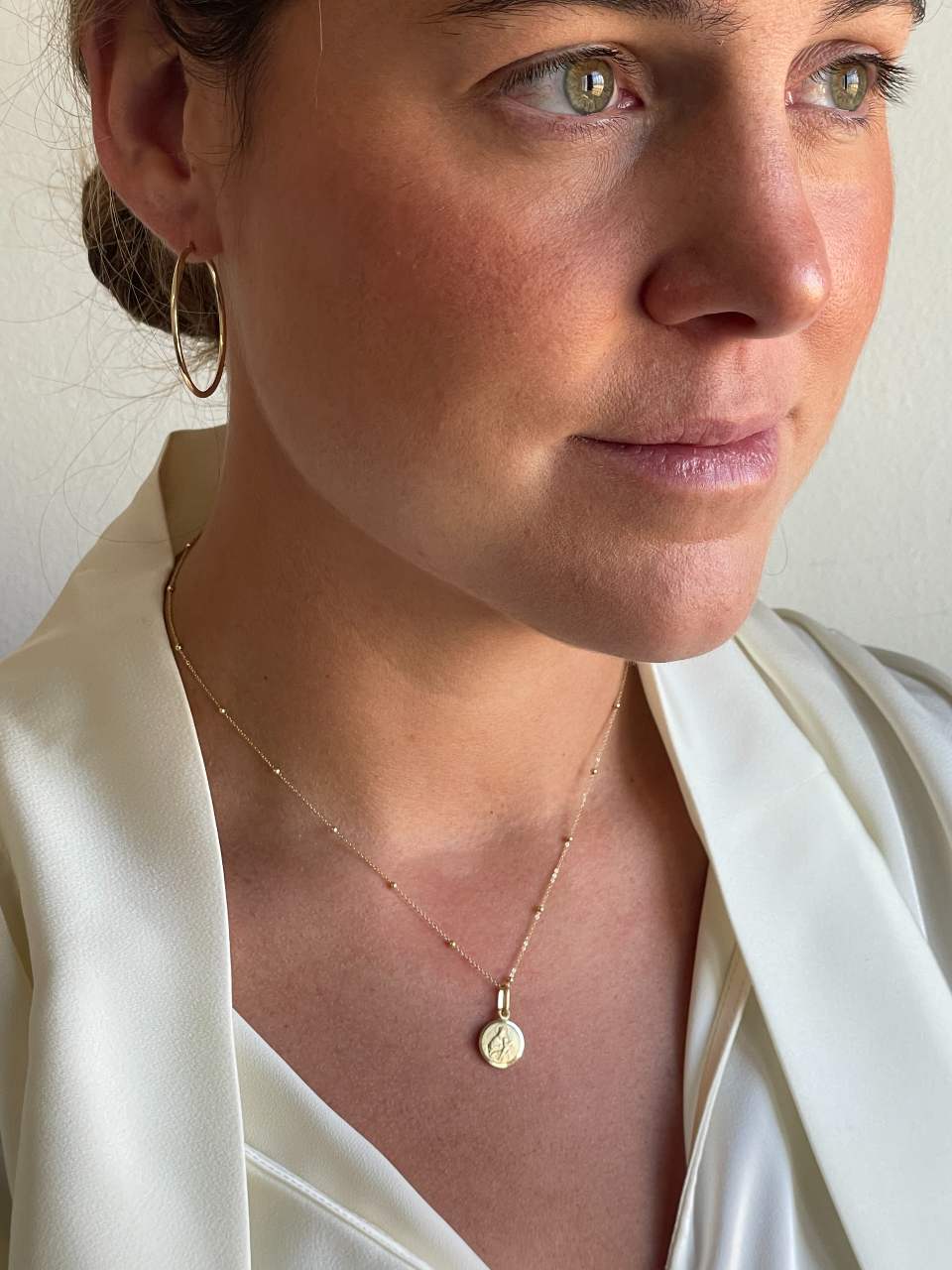 Medalla SAN DIEGO Virgen del Carmen Sagrado Corazon en oro de 18 kts