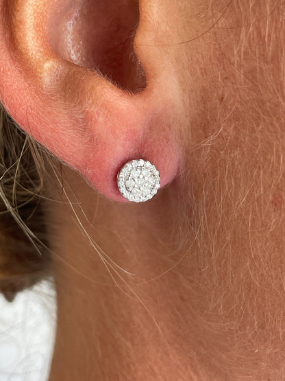 Pendientes ROUTAN desmontable roseta de brillantes en oro blanco 18 ktes.