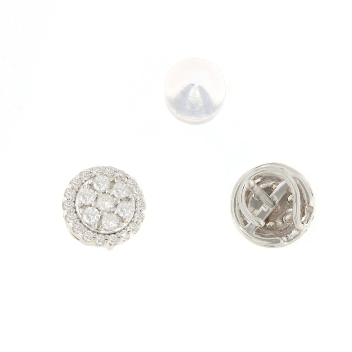 Pendientes ROUTAN desmontable roseta de brillantes en oro blanco 18 ktes.