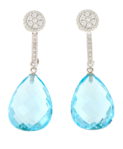 Pendientes ROUTAN desmontable roseta de brillantes en oro blanco 18 ktes.