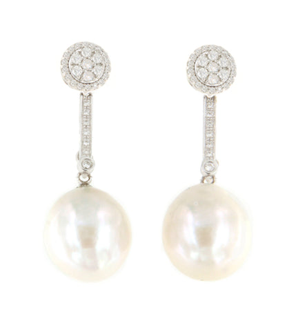 Pendientes ROUTAN desmontable roseta de brillantes en oro blanco 18 ktes.