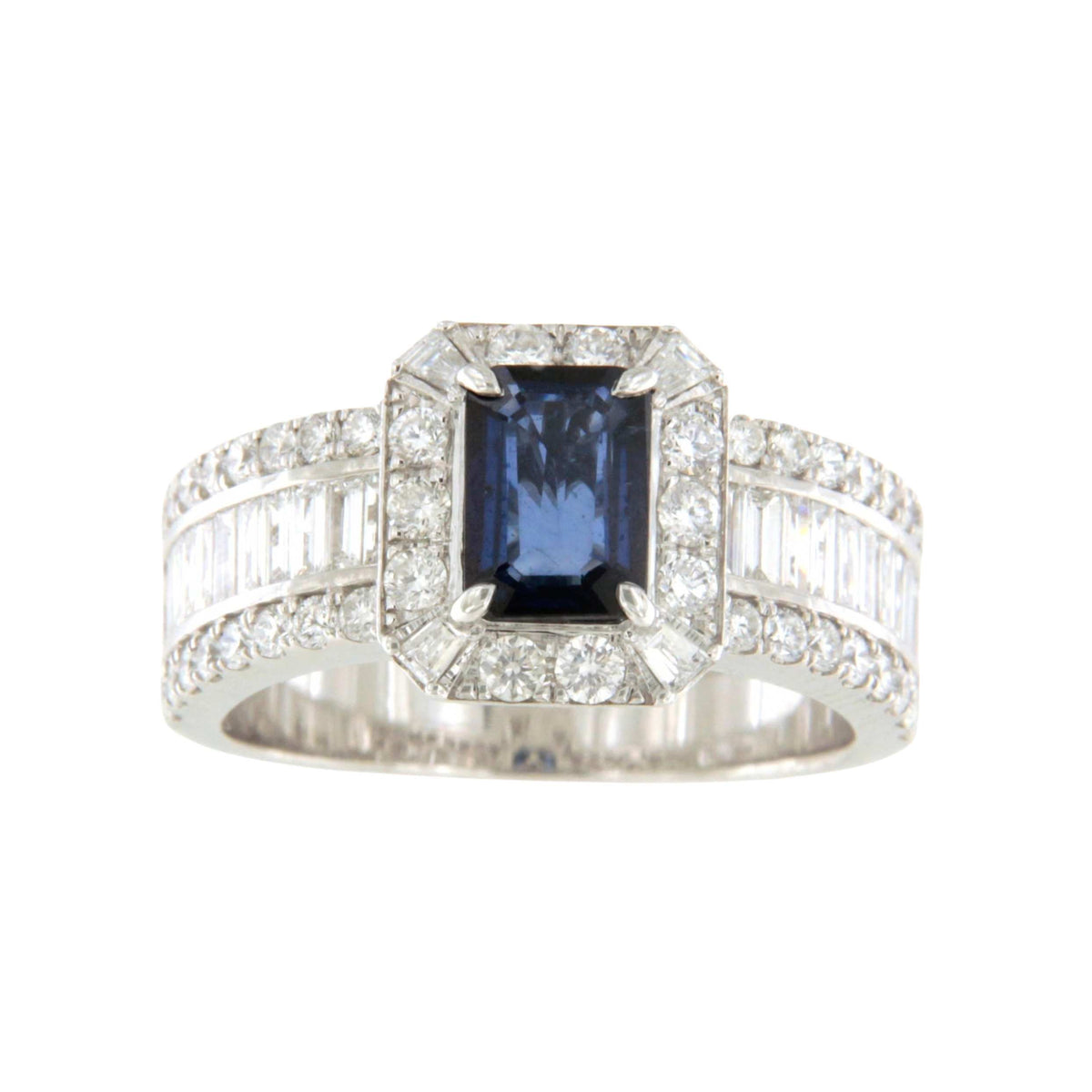 Anillo NEREIDA en oro blanco 18 ktes con zafiros y brillantes.
