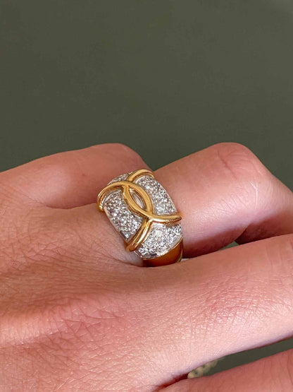 Anillo SINCERO en oro amarillo y blanco con brillantes 18 ktes