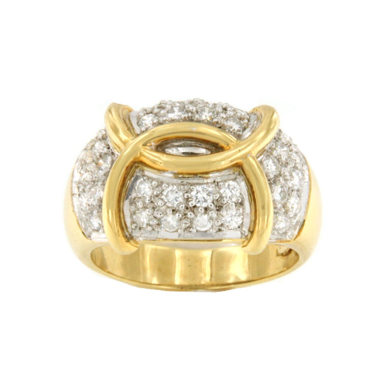 Anillo SINCERO en oro amarillo y blanco con brillantes 18 ktes