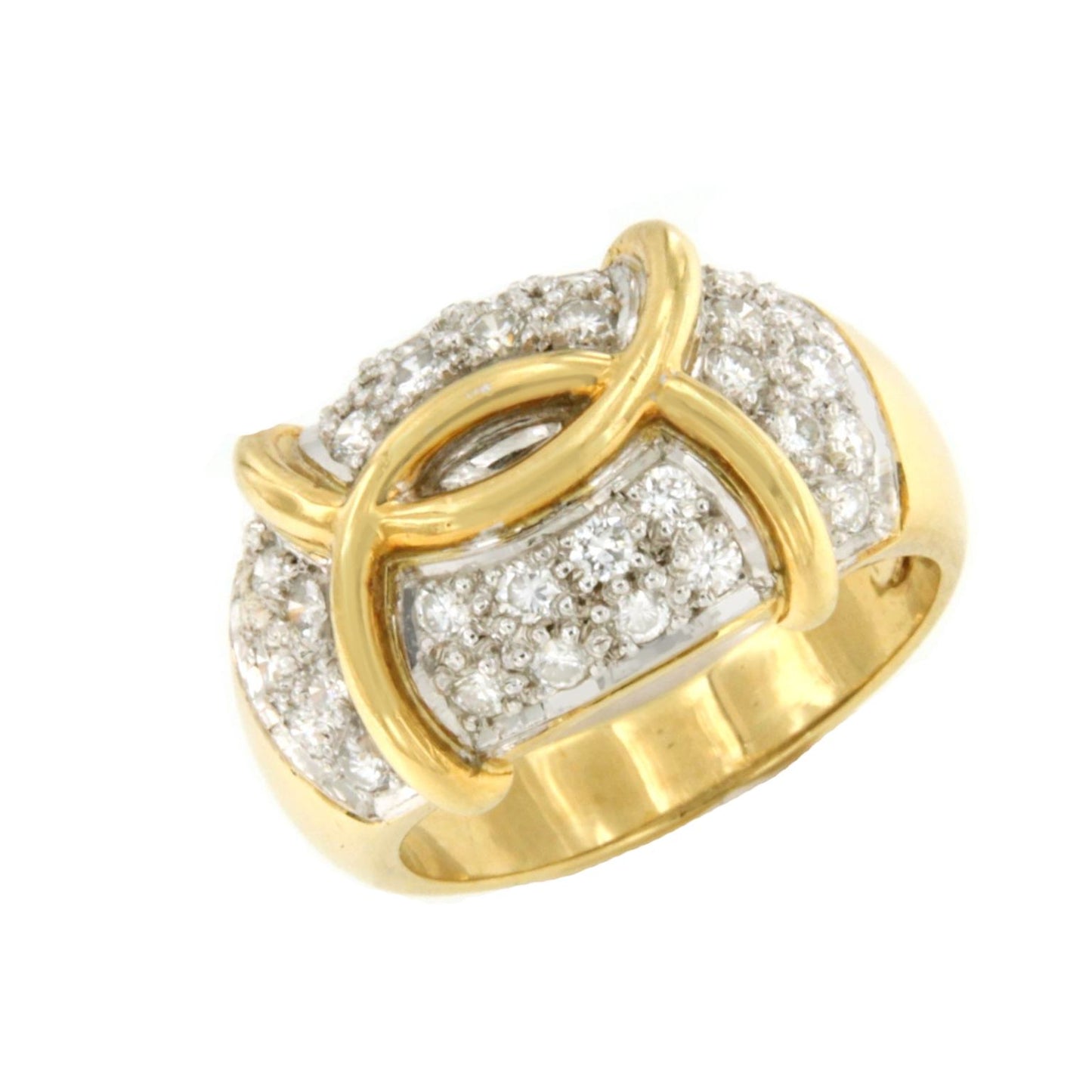 Anillo SINCERO en oro amarillo y blanco con brillantes 18 ktes