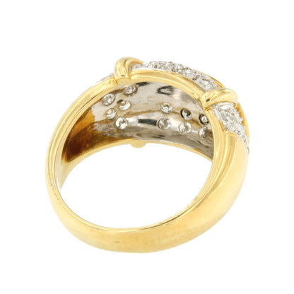 Anillo SINCERO en oro amarillo y blanco con brillantes 18 ktes