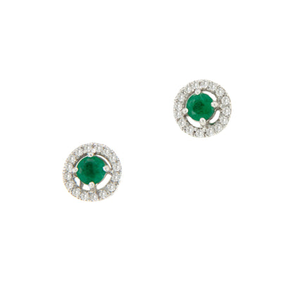 Pendiente GAC oro blanco de 18 ktes centro color rodeado de brillantes